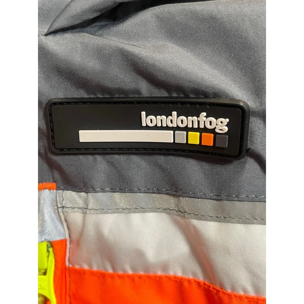 London Fog Boys Grey Orange Colorblock Fleece Lined Hooded Jacket 3T
